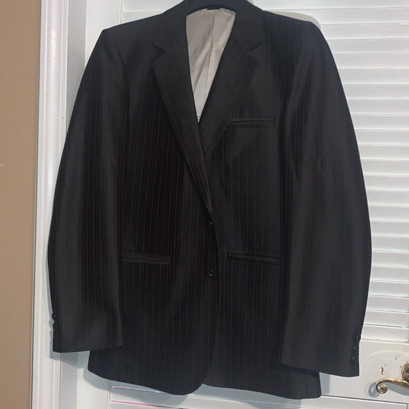 Formal Suit Jacket Black W/ red pinstripe sheen look CLASSY.. - Picture 2 of 10